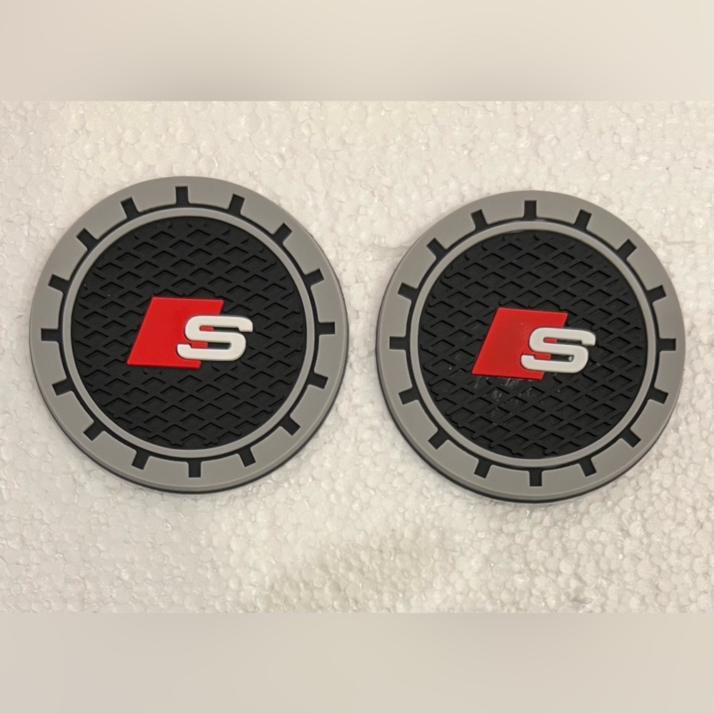 AUDI S LINE Gray, Black, Red & White Logo Car Cup Thin Coasters